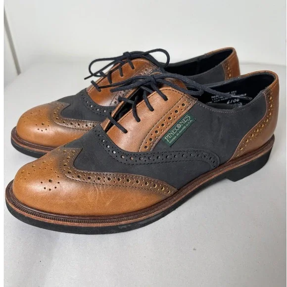 Pinecones VTG Leather Wingtip Oxford Shoes Womens 8.5 Preppy Retro Academia - Picture 2 of 10